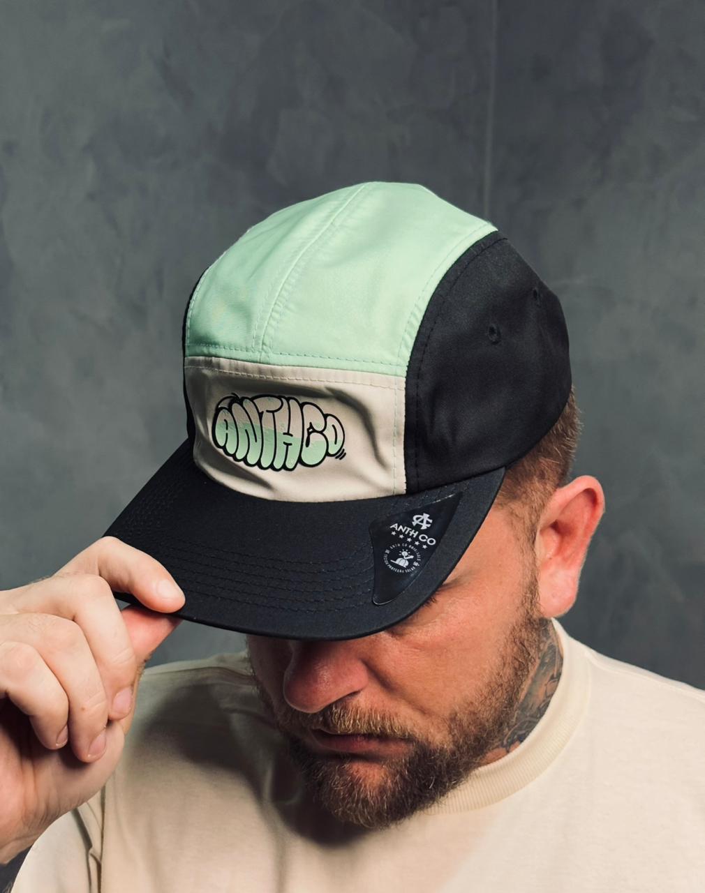 BONÉ FIVE PANEL ANTH CO. PRETO/VERDE